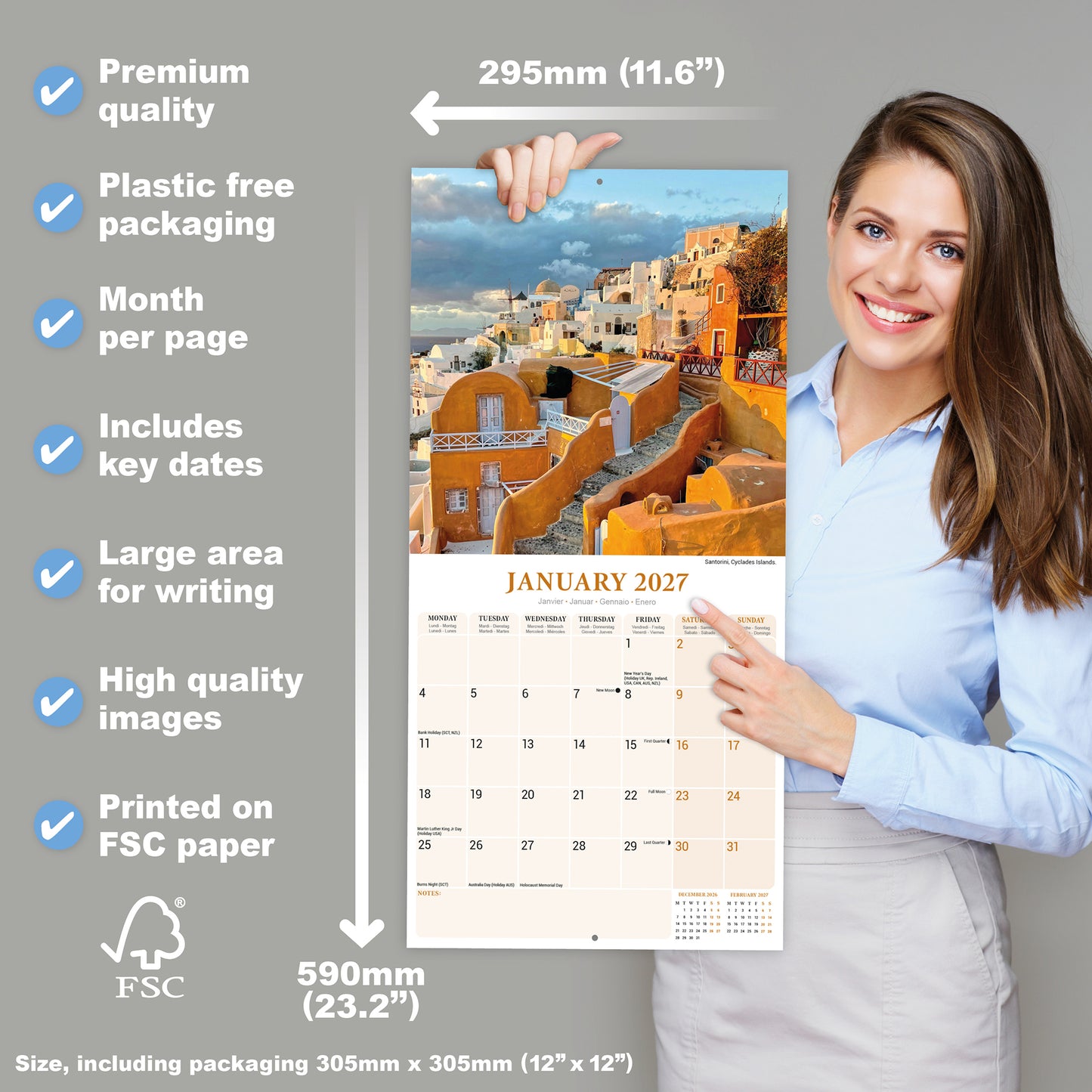 Greek Islands Wall Calendar 2027