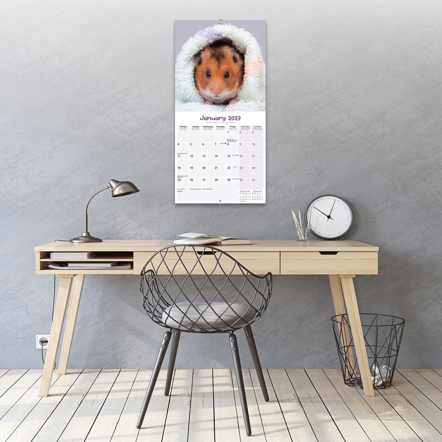 Hamsters Wall Calendar 2027