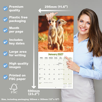 Meerkats Wall Calendar 2027