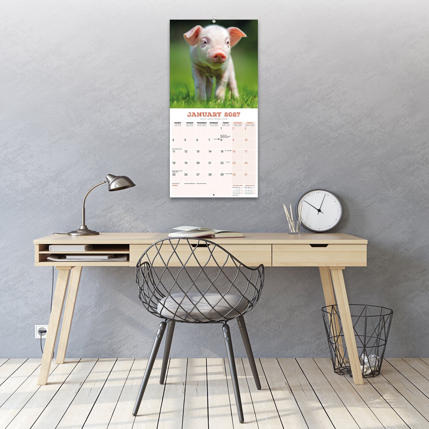 Pigs Wall Calendar 2027