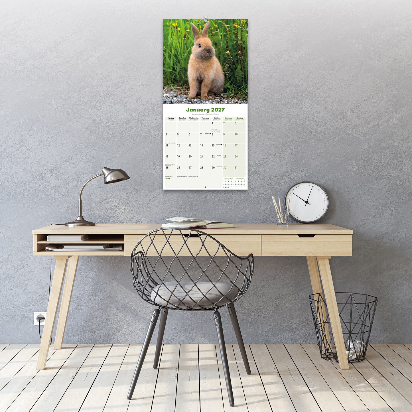 Rabbits Wall Calendar 2027