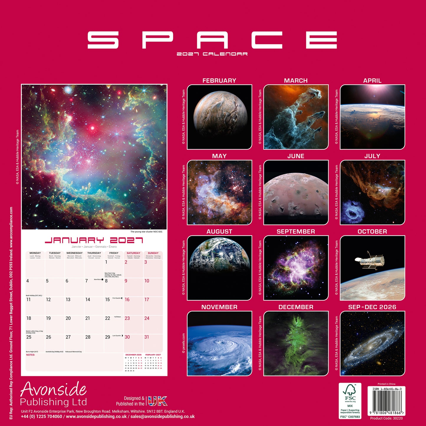 Space Wall Calendar 2027