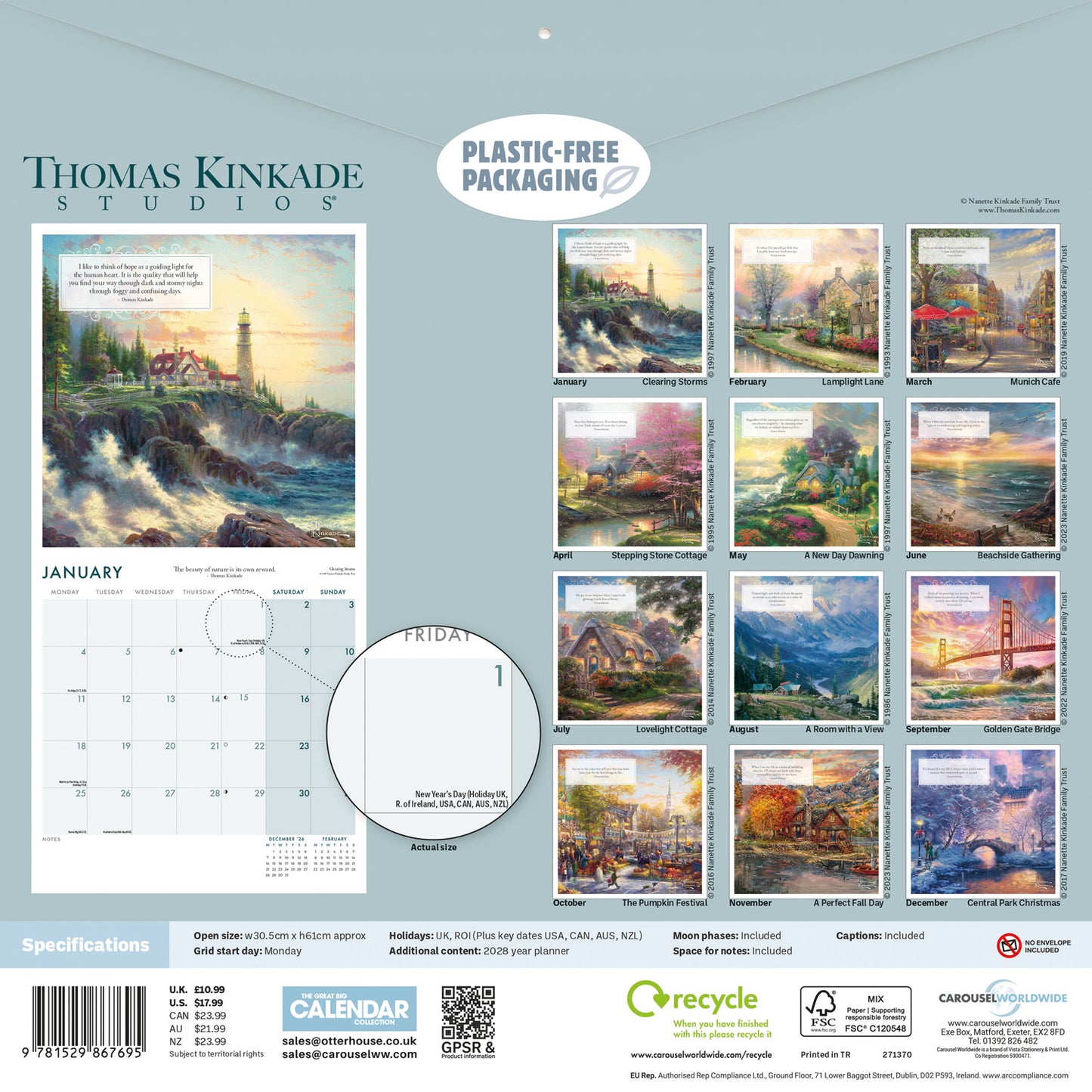Kinkade Thomas, Lightposts for Living Wall Calendar 2027