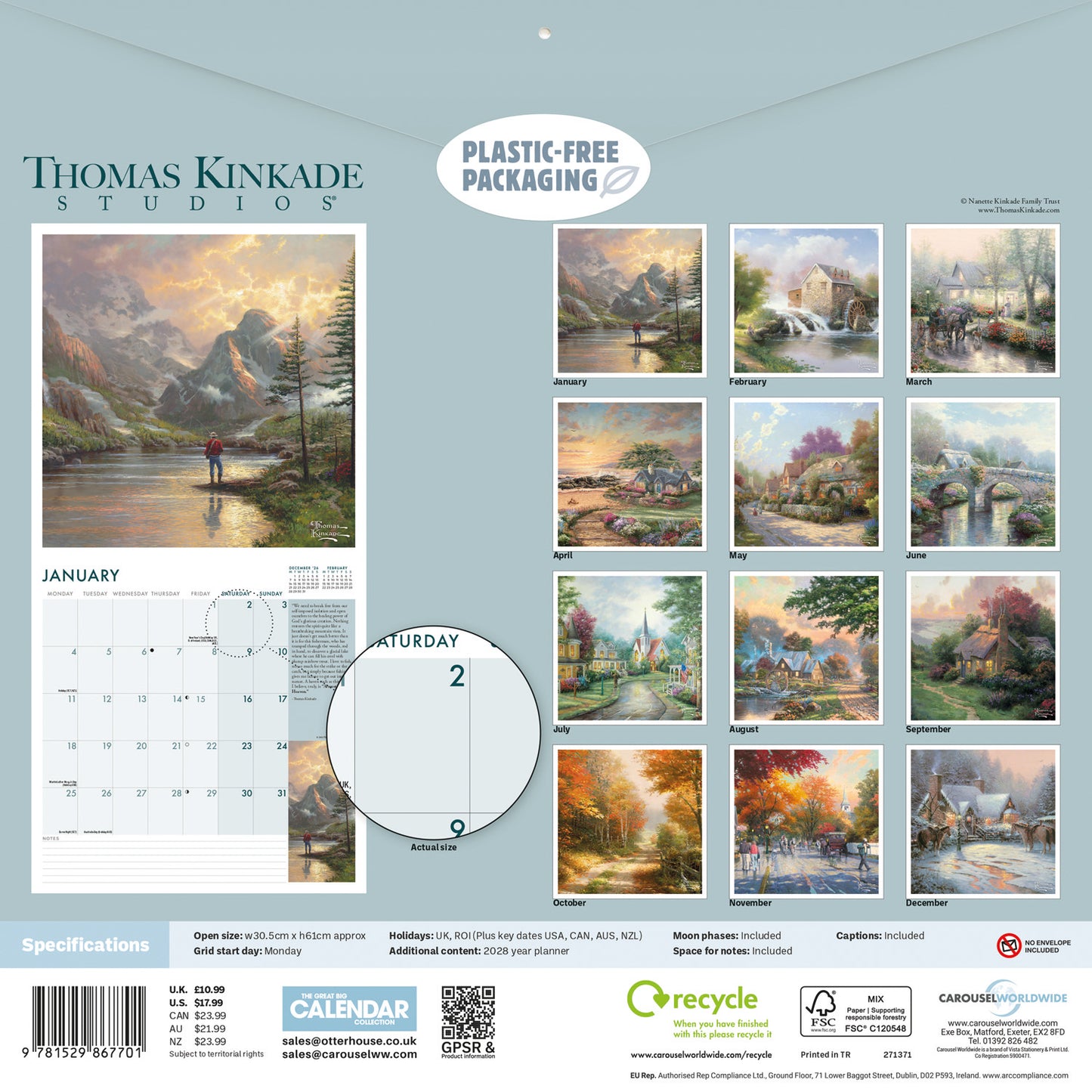 Kinkade Thomas, Simpler Times Wall Calendar 2027