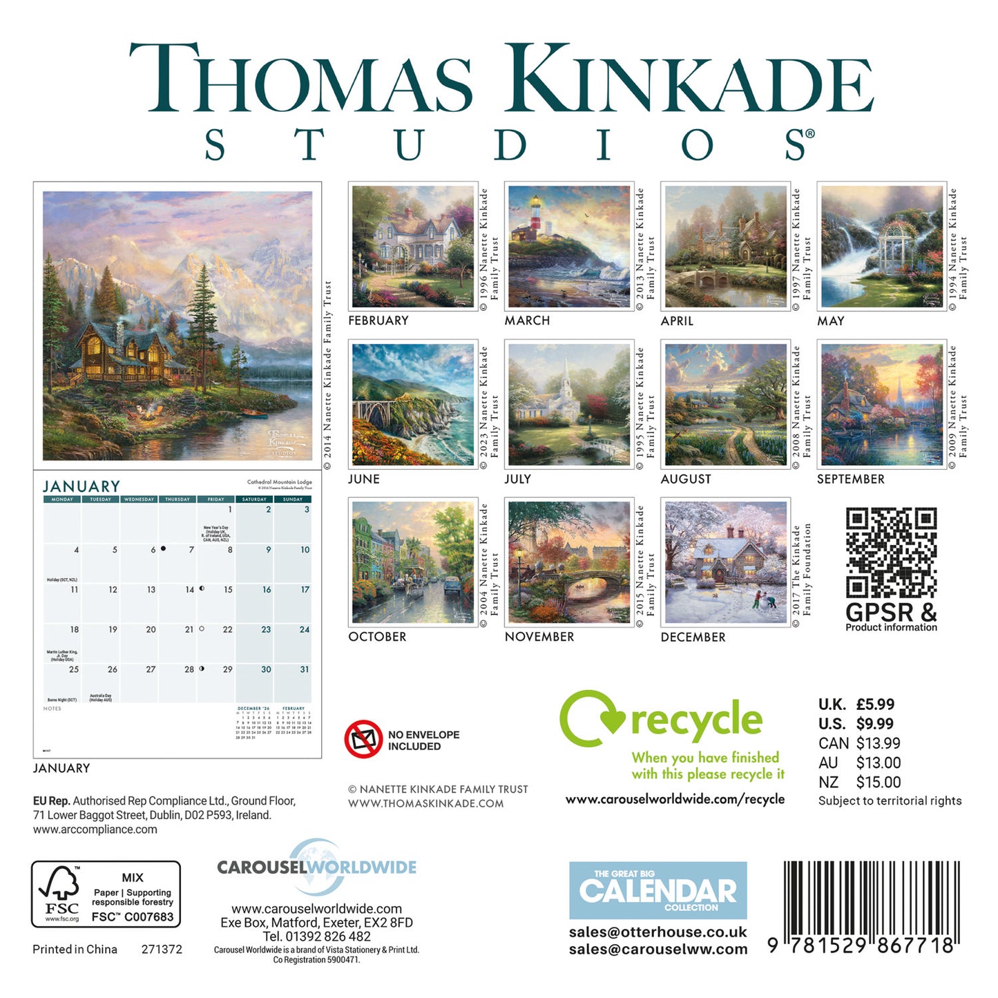 Kinkade, Studios Mini Calendar 2027