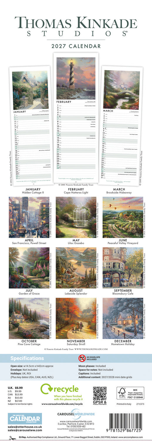 Kinkade, Studios Slim Calendar 2027