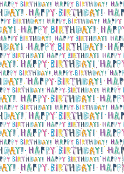 Gift Wrap & Tags - Happy Birthday (2 Sheets & 2 Tags)