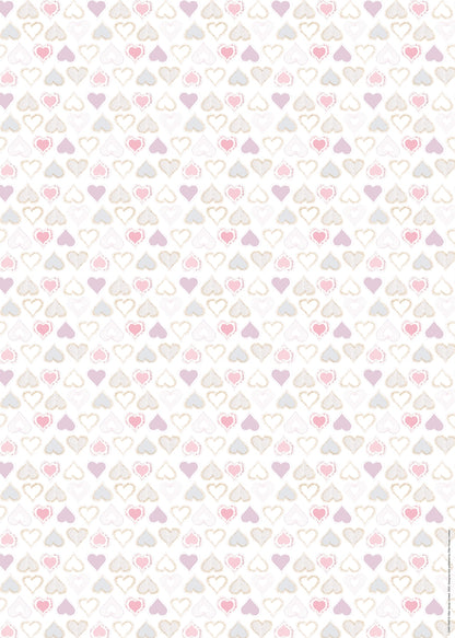 Gift Wrap & Tags - Hearts (2 Sheets & 2 Tags)