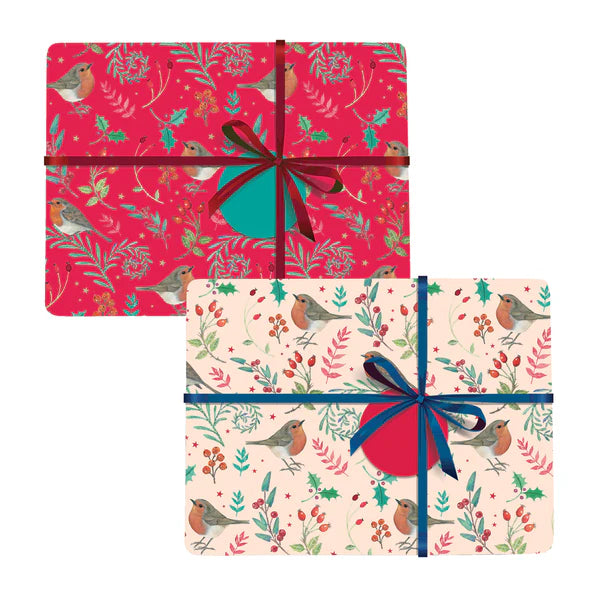 Christmas Wrap & Tags Bumper Pack - Wintery Robins (10 Sheets & 10 Tags)