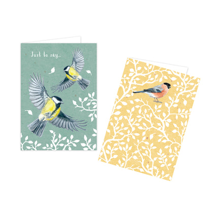 RSPB - In The Wild Stationery - (12 Cards) Square Notecard Pack - Garden Birds