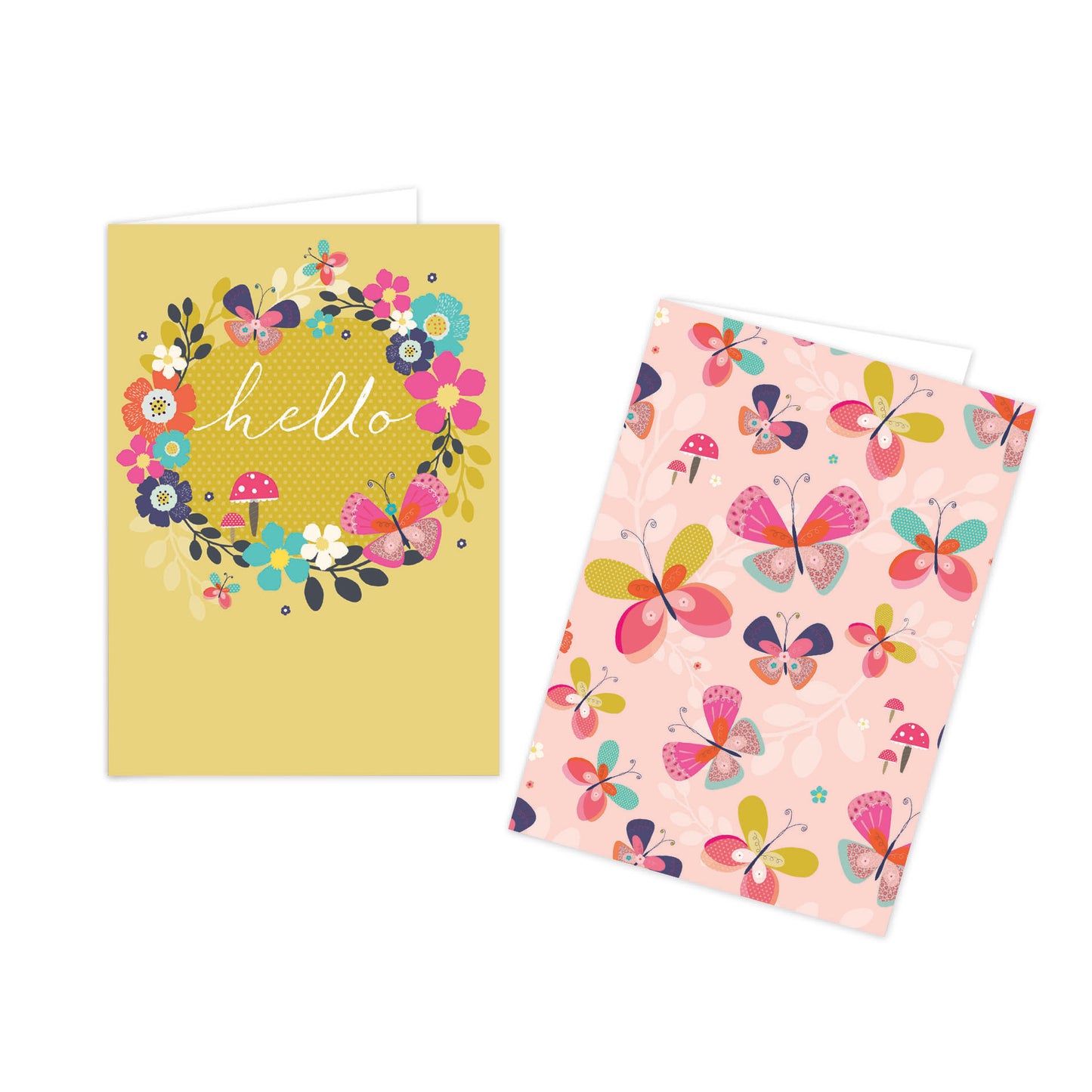 Butterflies Stationery - (12 Cards) Notecard Pack - Hello