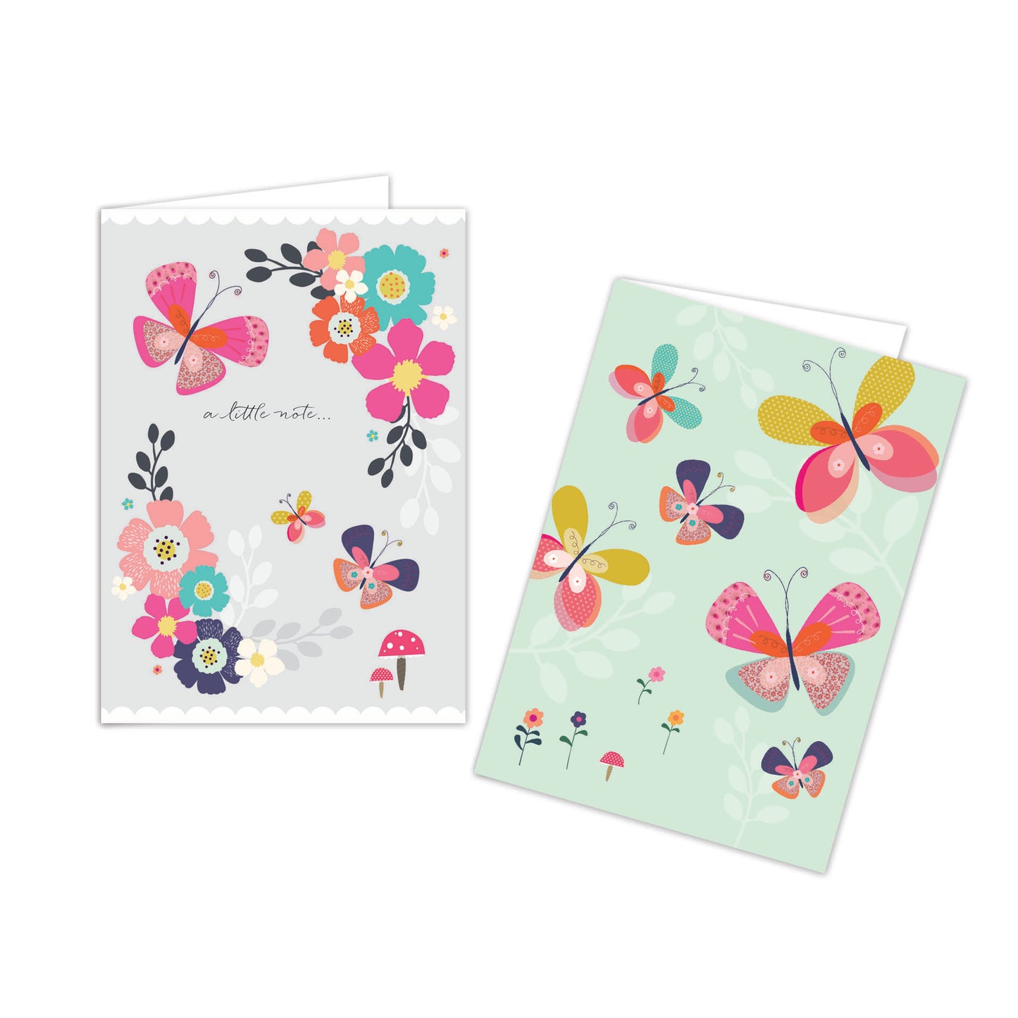 Butterflies Stationery - (12 Cards) Notecard Pack - Flowers
