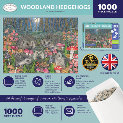 Woodland Hedgehogs - 1000 Piece Jigsaw Puzzle