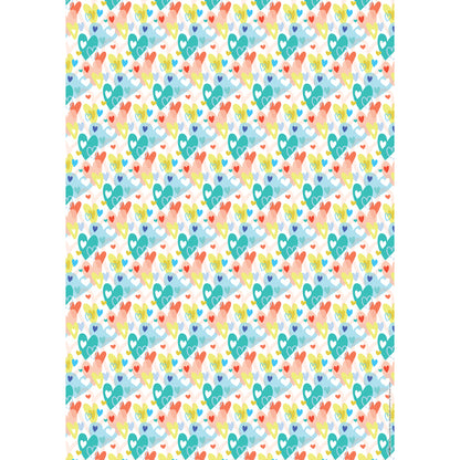 Gift Wrap & Tags - Hearts (2 Sheets & 2 Tags)