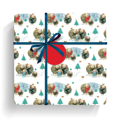 Christmas Wrap & Tags - Huddling Herdwicks (5 Sheets & 5 Tags)