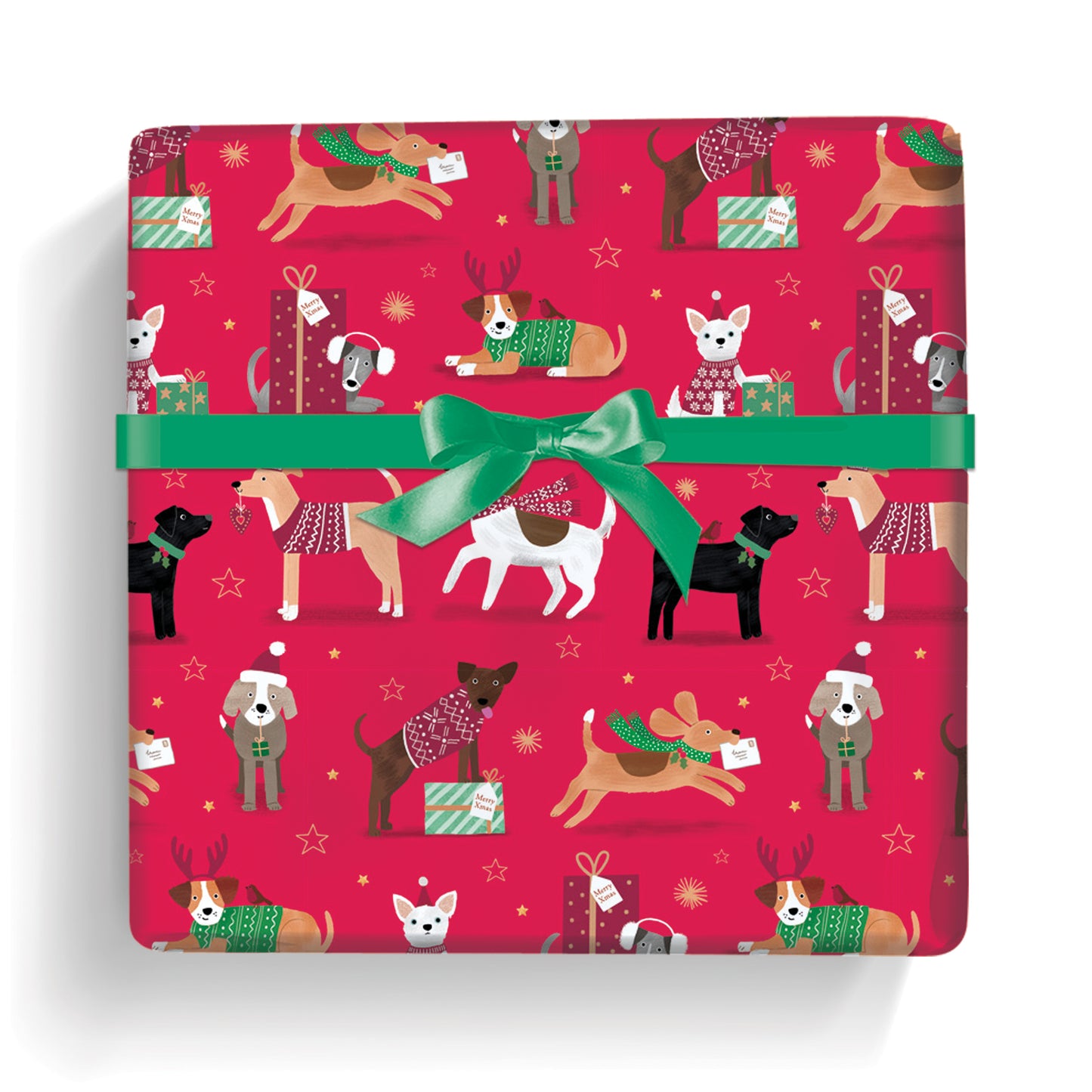 Christmas Wrap & Tags - Happy Christmas Dogs (5 Sheets & 5 Tags)