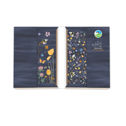 RSPB Beyond The Hedgerow Stationery - (12 Cards) A6 Notecard Pack - Bees Amongst Flowers