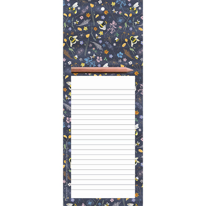 RSPB Beyond The Hedgerow Stationery - Magnetic Memo Pad - Bees Amongst Flowers