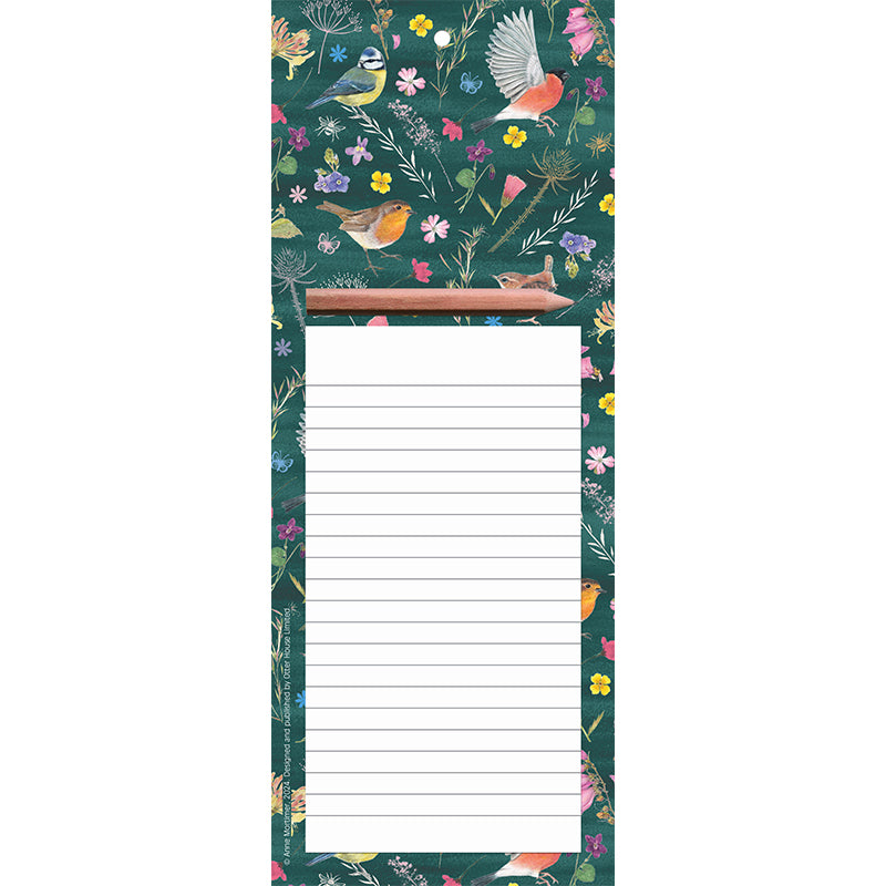 RSPB Beyond The Hedgerow Stationery - Magnetic Memo Pad - Birds in the Garden