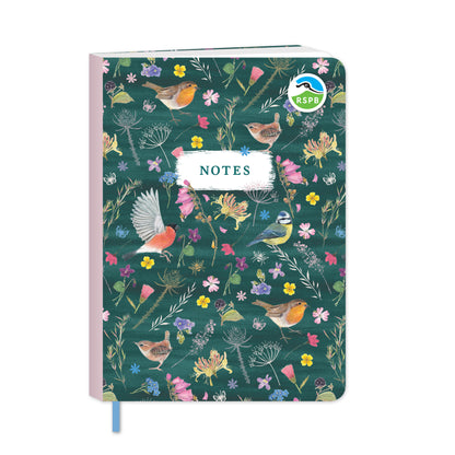 RSPB Beyond The Hedgerow Stationery - A5 Softcover Notebook - Birds in the Garden