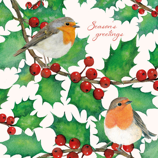 Charity Christmas Card Pack - Holly Berry Robins