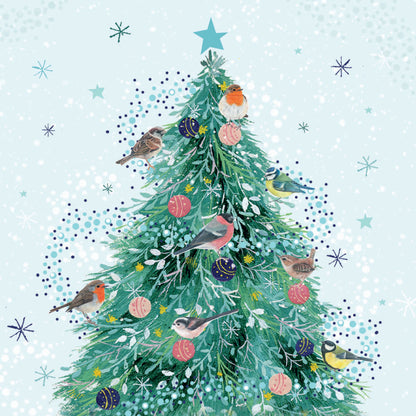 RSPB Small Square Christmas Cards (10 Cards) - Tree of Birds