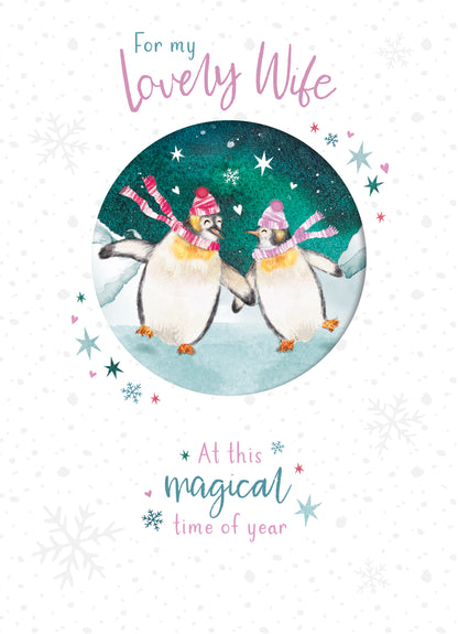 Christmas Card (Single) - Wife - Penguins & Night Sky