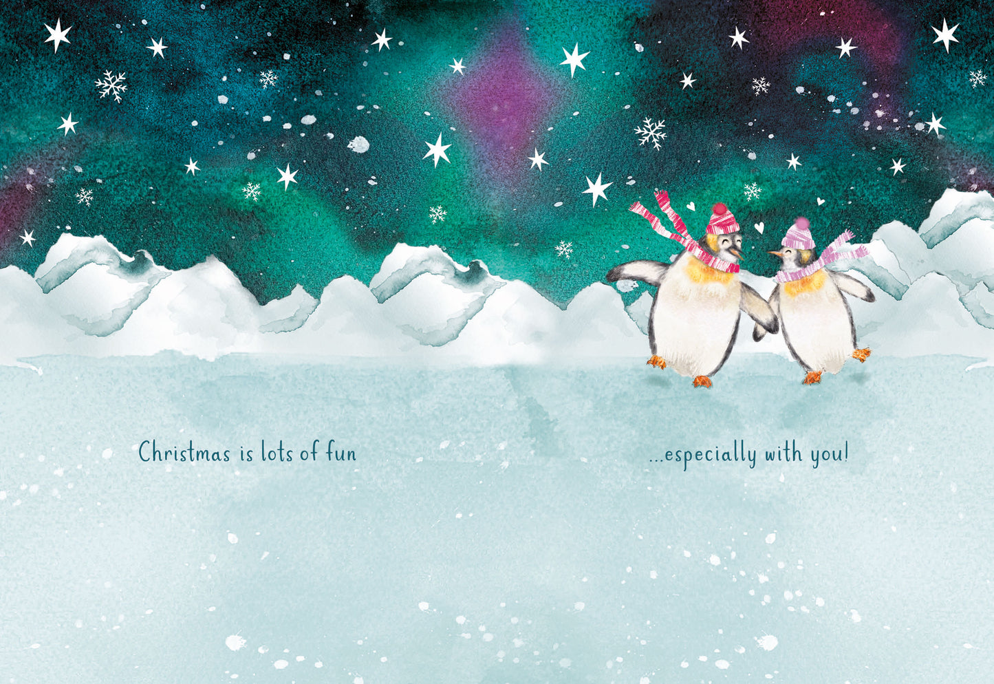 Christmas Card (Single) - Wife - Penguins & Night Sky