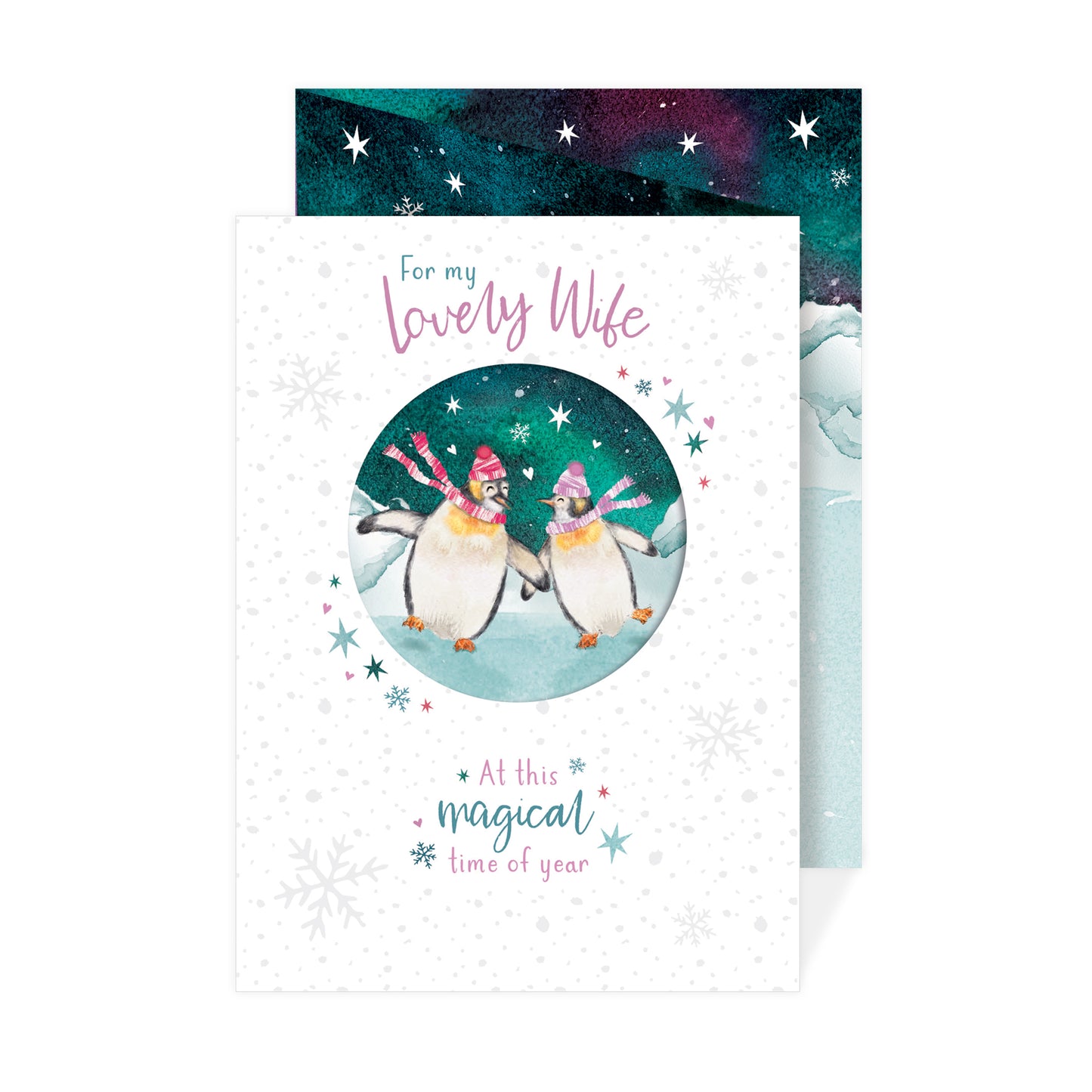 Christmas Card (Single) - Wife - Penguins & Night Sky