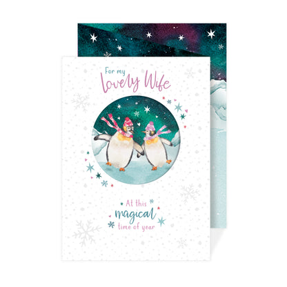 Christmas Card (Single) - Wife - Penguins & Night Sky