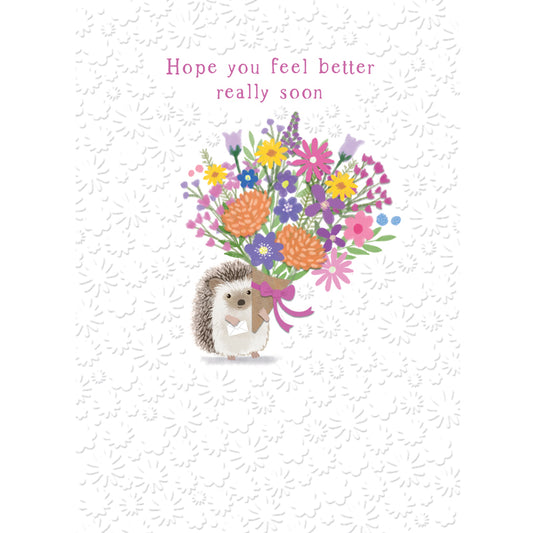 Get Well Soon Card - Hedgehog Bouquet