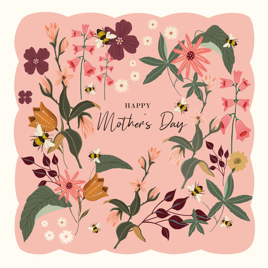 Mother's Day Card - Bees Peach Floral