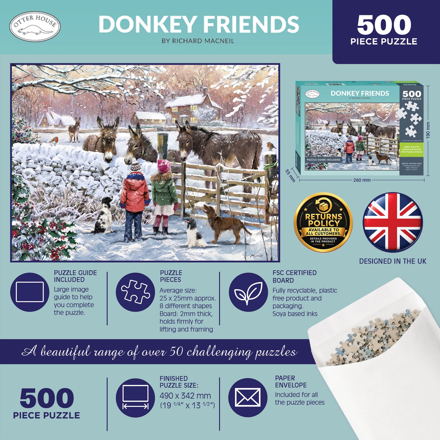 Donkey Friends - 500 Piece Jigsaw Puzzle