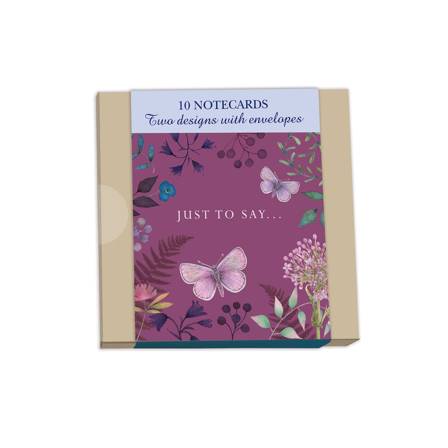 Vintage Garden Stationery - Notecard Pack (10 Cards) - Butterflies Purple