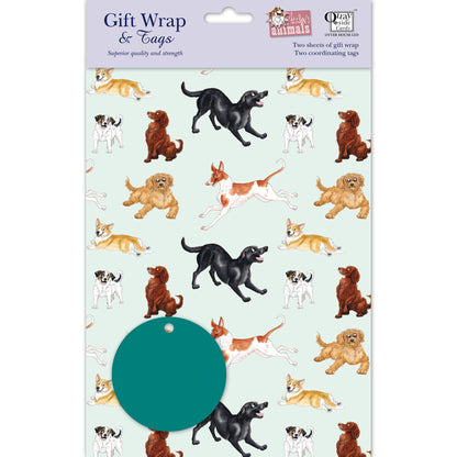 Gift Wrap & Tags - Alison's Animals Dog (2 Sheets & 2 Tags)