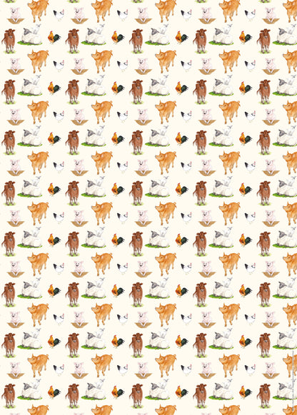 Gift Wrap & Tags - Alison's Animals Farm (2 Sheets & 2 Tags)