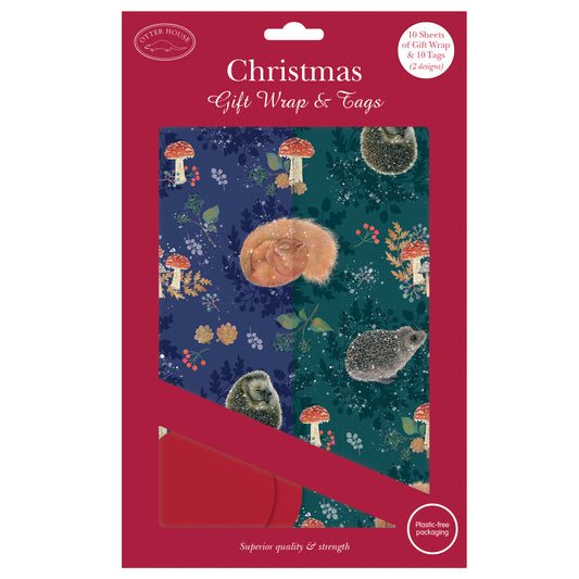 Christmas Wrap & Tags - Snug For Winter (10 Sheets & 10 Tags)