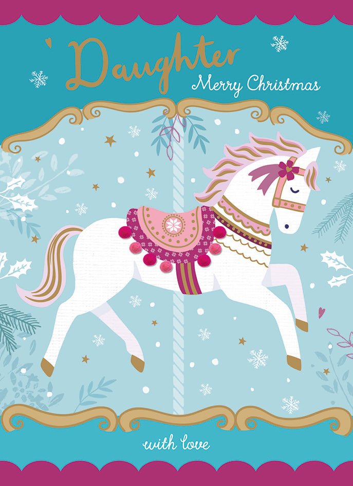 Christmas Card (Single) - Daughter - Carousel Horse