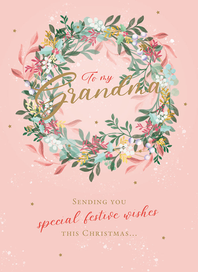 Christmas Card (Single) - Grandma - Wreath