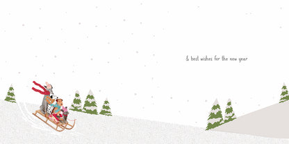 Christmas Card (Single) - From All Of Us - Dogs Sledging