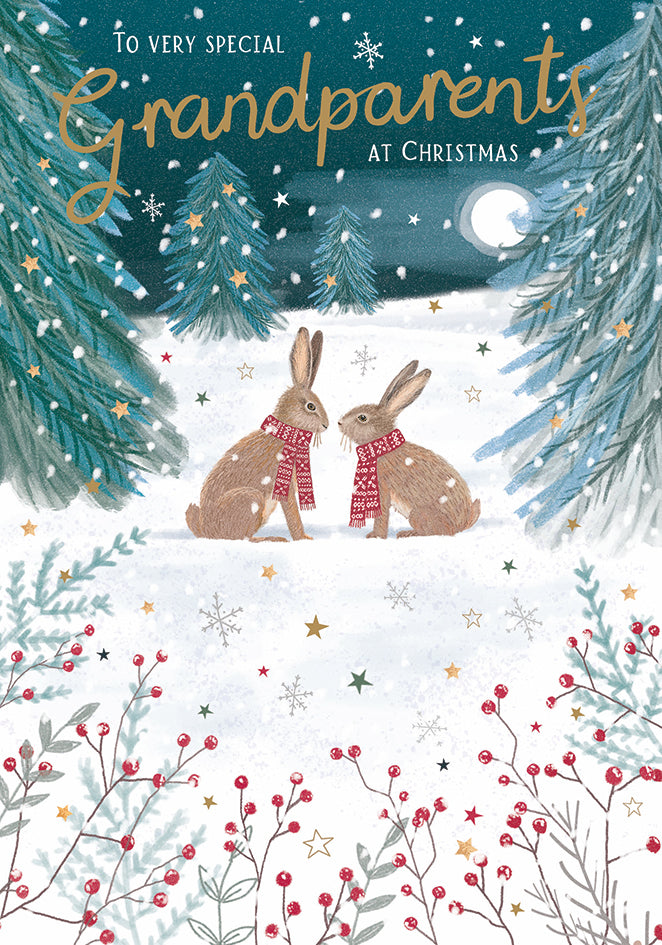 Christmas Card (Single) - Grandparents - Two Hares