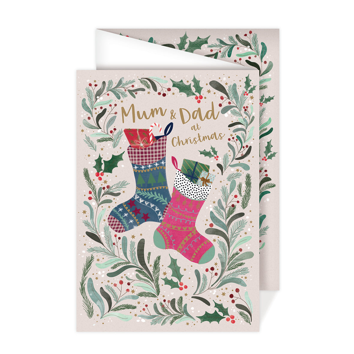 Christmas Card (Single) - Mum & Dad - Stockings
