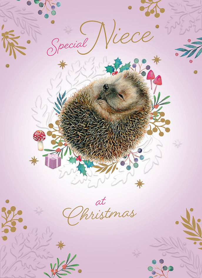 Christmas Card (Single) - Niece - Hedgehog