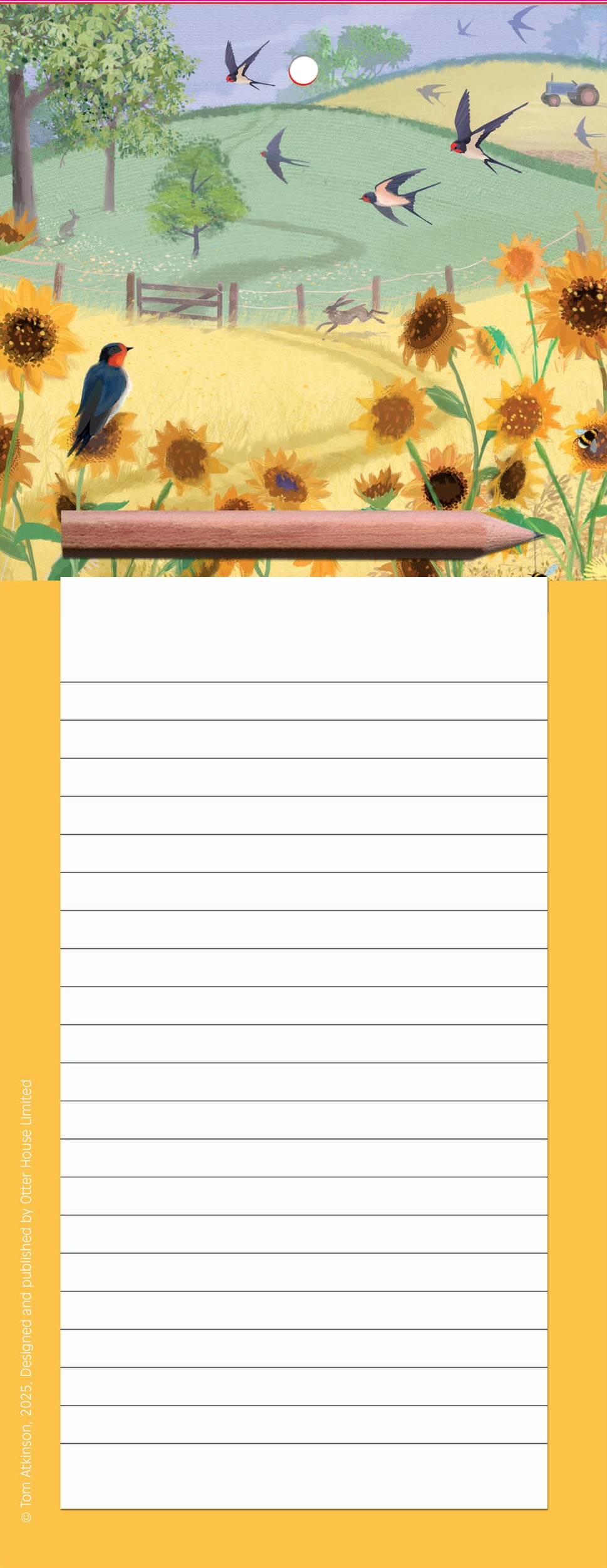 Magnetic Memo Pad - Heydays - Swallows and Sunflowers