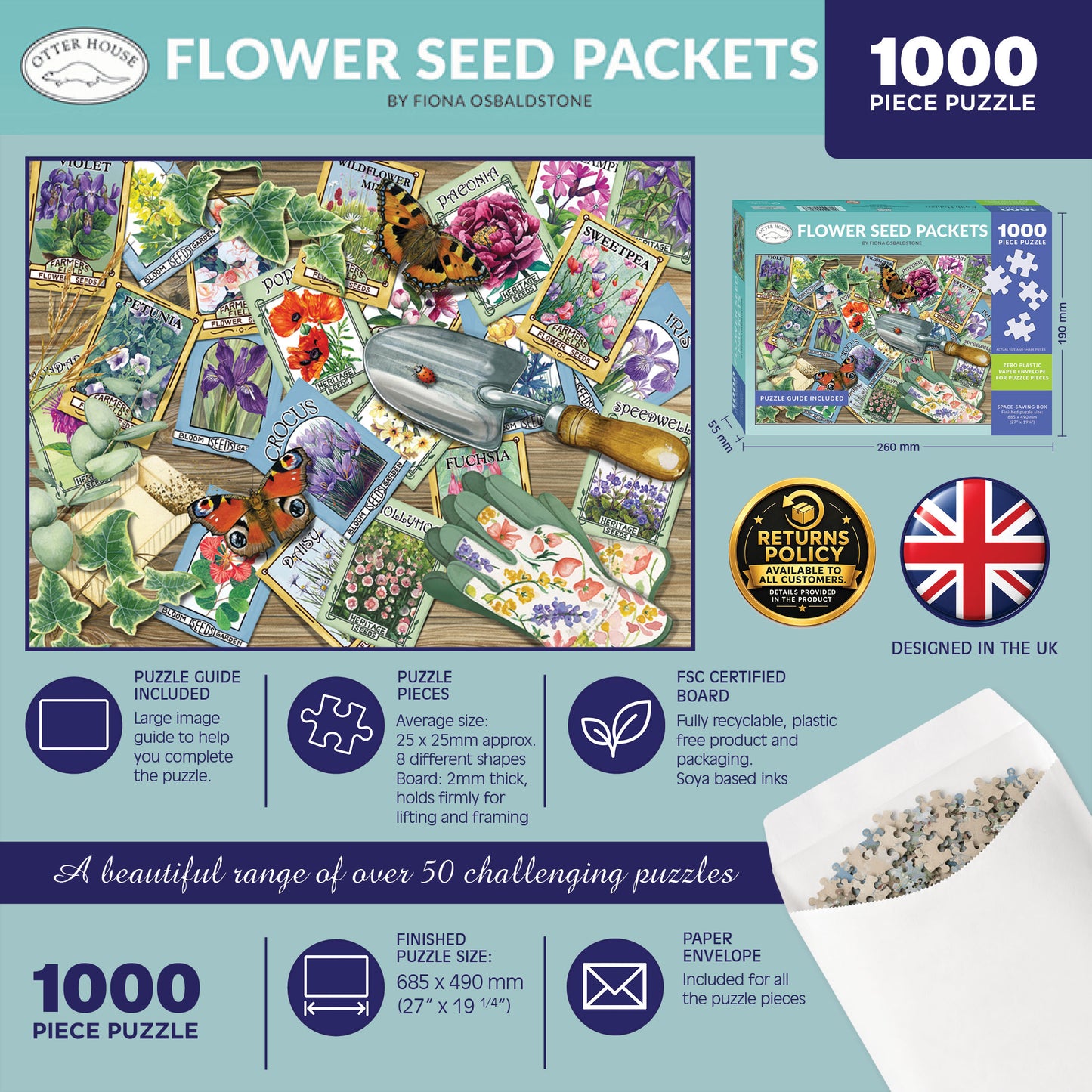 Flower Seed Packets 1000 Piece Jigsaw Puzzle