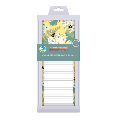Magnetic Memo Pad - RSPB White Blossom - Bees & Hawthorn