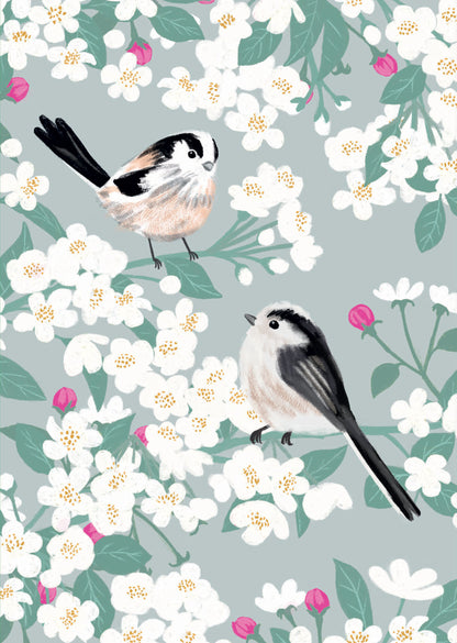 Notecard Pack (12 Cards) - RSPB White Blossom - Birds & Bees