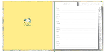 RSPB White Blossom Stationery - Address & Birthday Book - Bees & Hawthorn