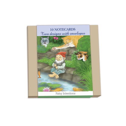 Alison's Animals Notecard Pack - Garden Antics - Fishy Intentions