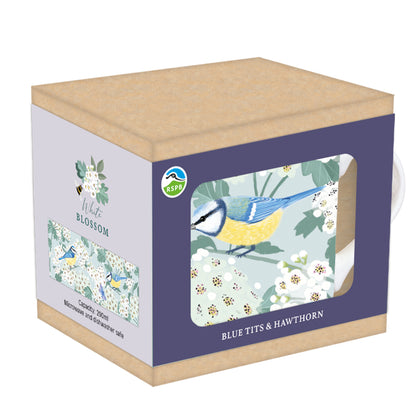 RSPB White Blossom - Tarka Mug - Blue Tits & Hawthorn